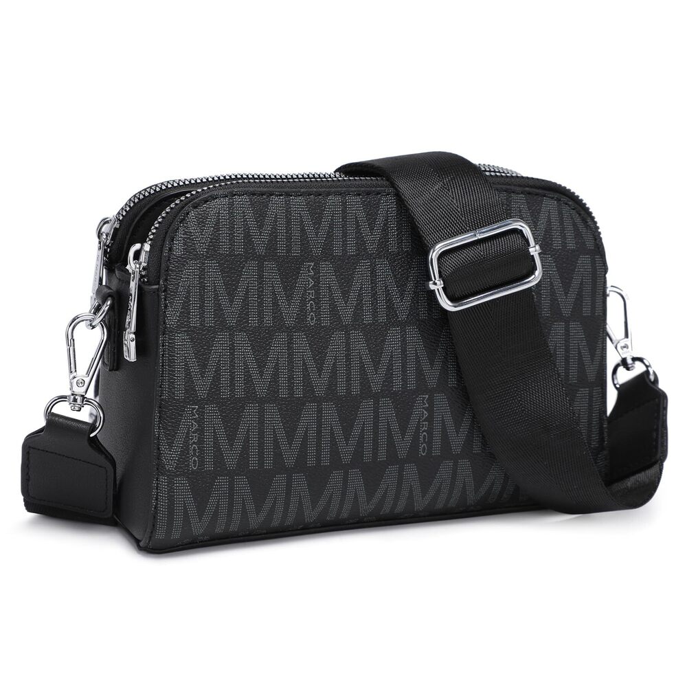8086 Crossbody Bags Triple Zip Vegan Leather Camera Purses Small Shoulder
